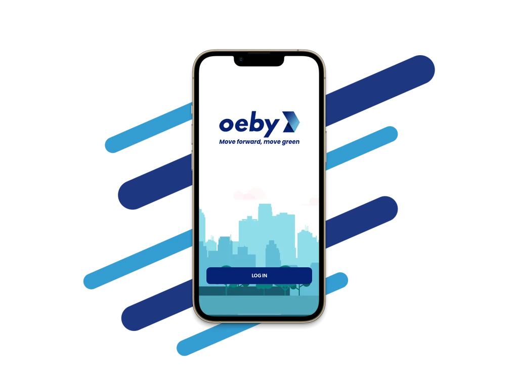 The Oeby driver app shown on a phone