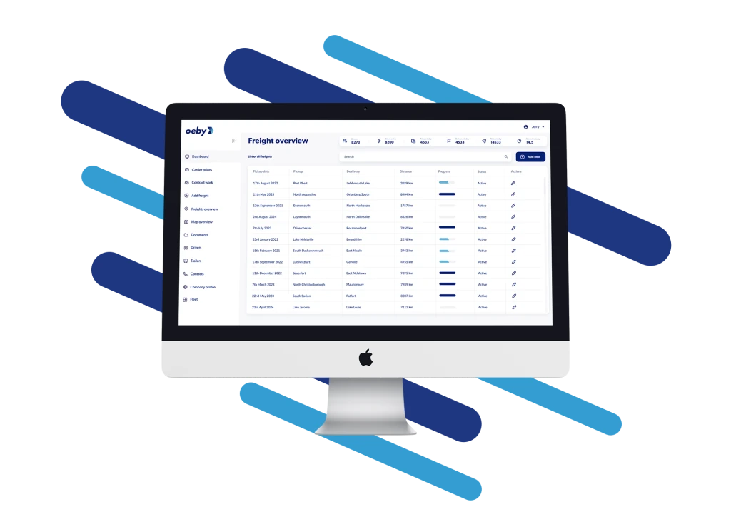 The smart freight overview in the Oeby customer portal